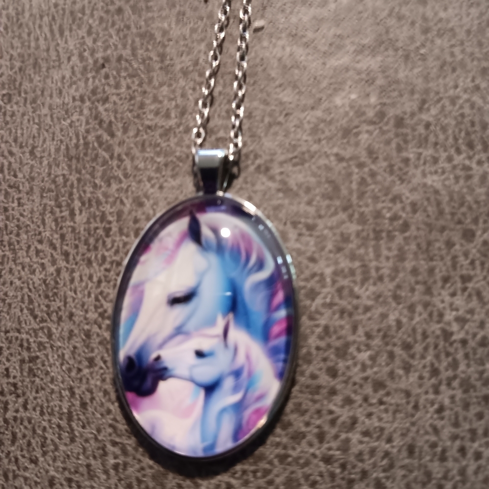 Horse And Baby Pendant Necklace